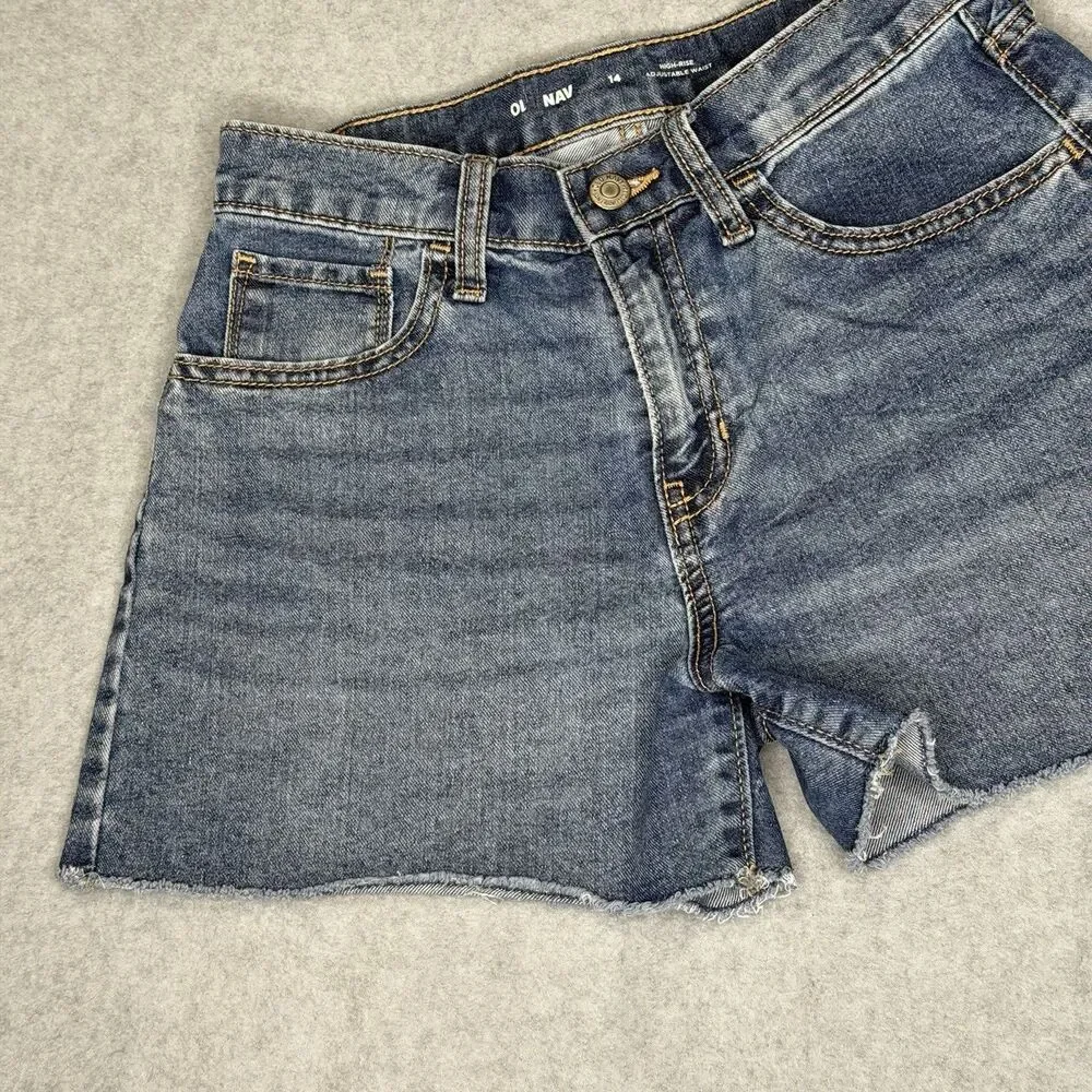 Old Navy Jean Shorts Youth Size 14 Sky High Rise‎ Denim Cut-Off Adjustable Waist